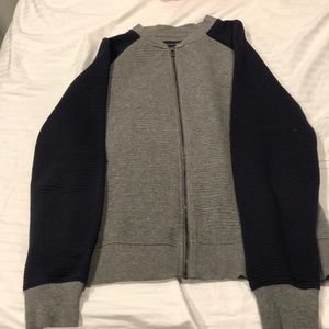Zara bomber sweater  in grey with navy sleeves